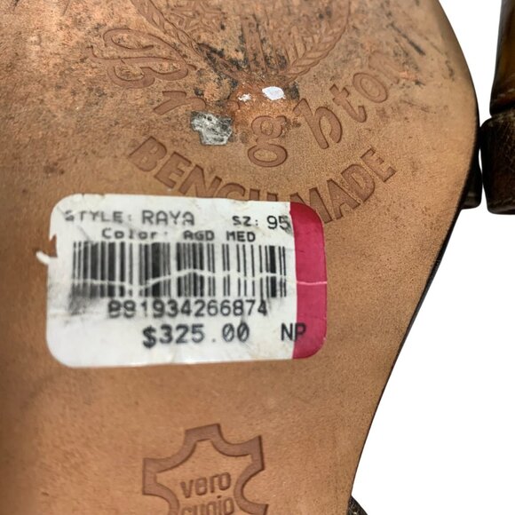 BRIGHTON Raya Bronze Floral Embellished Heeled Sandals SZ 9.5M Benchmade Brazil - Picture 6 of 8